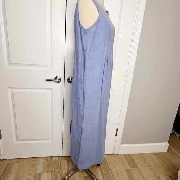 Russ Berens Malibu USA 100% Linen Tank Maxi Dress Size Small Blue - Picture 2 of 8